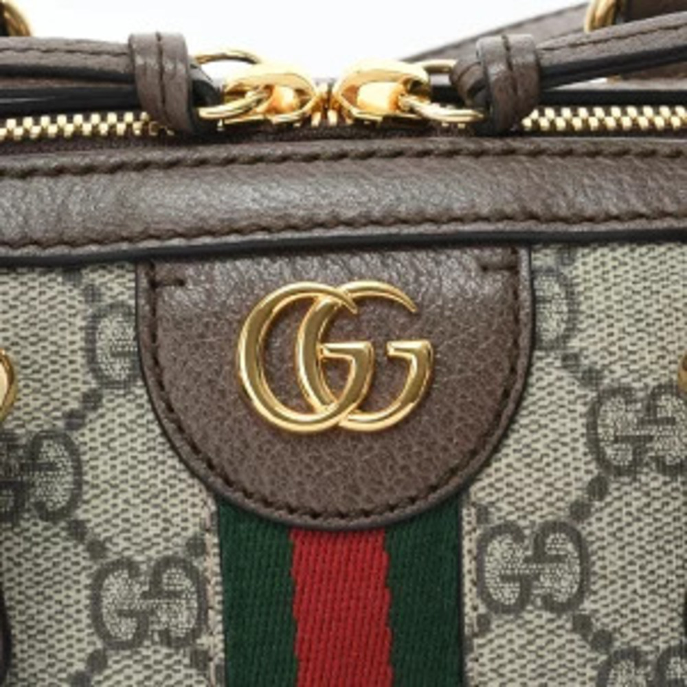 Gucci Ophidia GG Boston Bag Beige Brown Supreme Canvas Leather Shoulder - Picture 8 of 9